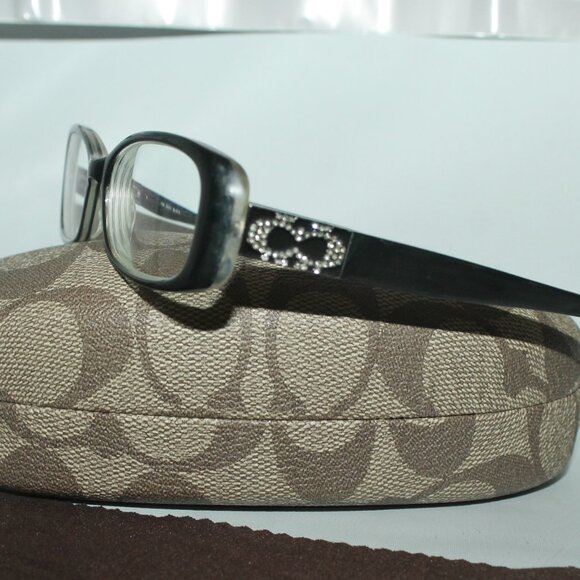 Rare Crystal CC Coach Black Prescription Eyeglasses w Case and Cloth main image 5
